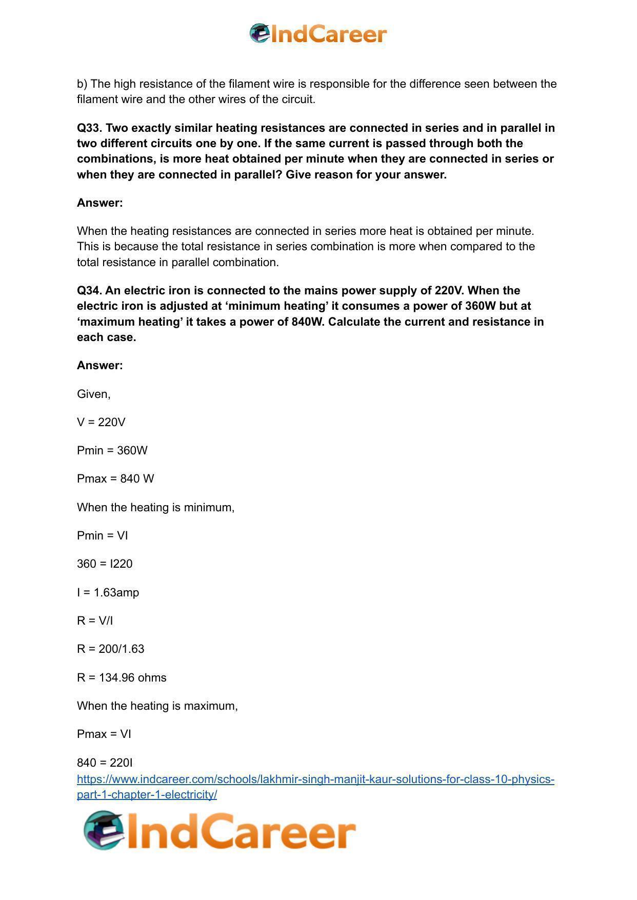 Lakhmir Singh Manjit Kaur  Solutions for Class 10 Physics (Part 1) Chapter 1- Electricity - Page 130