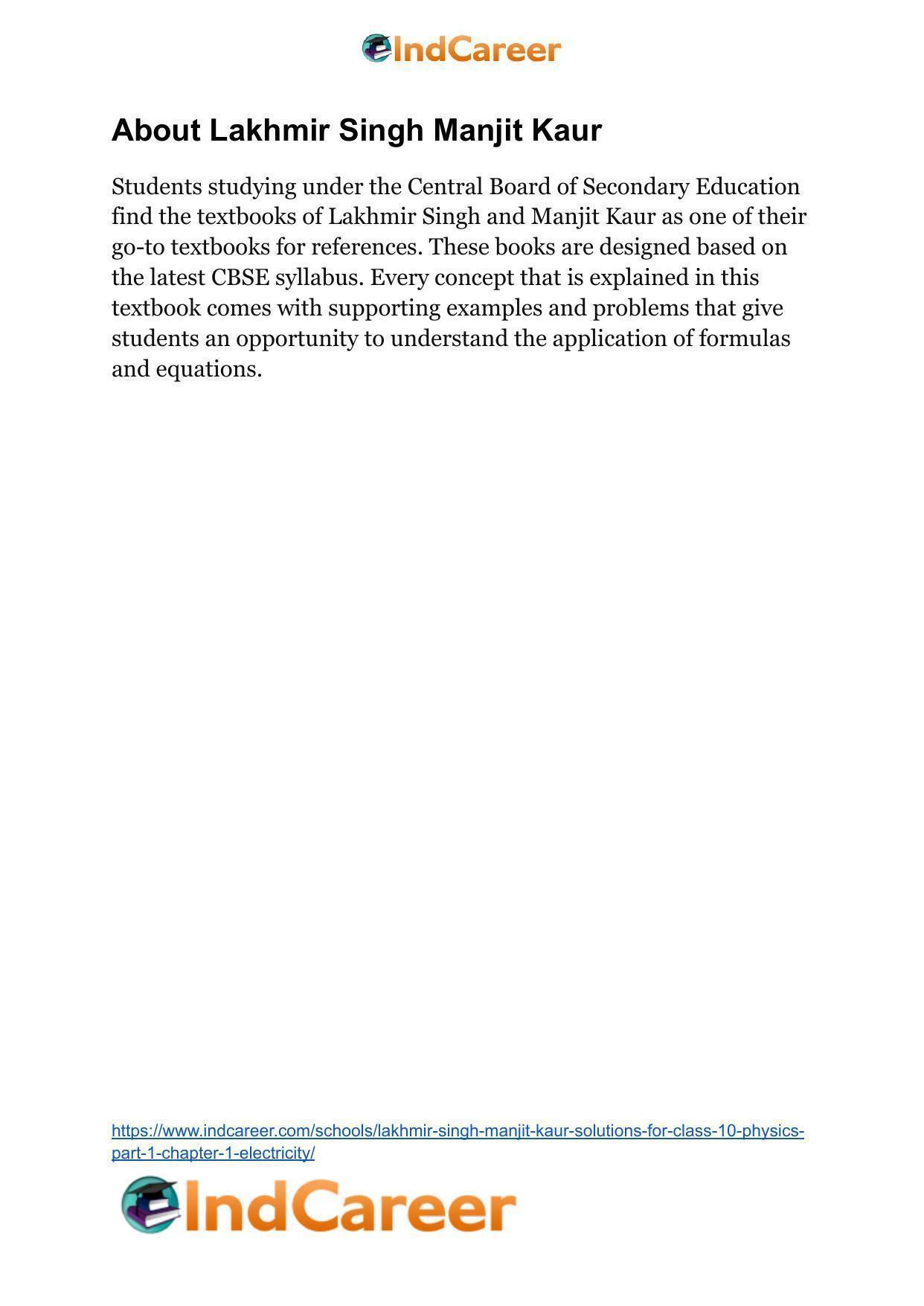 Lakhmir Singh Manjit Kaur  Solutions for Class 10 Physics (Part 1) Chapter 1- Electricity - Page 133