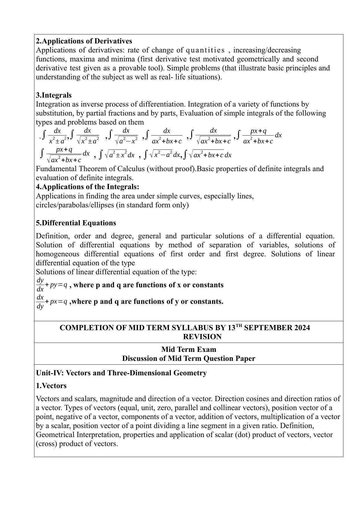 Edudel Class 12 Maths (English Medium) Syllabus 2025 - Page 2