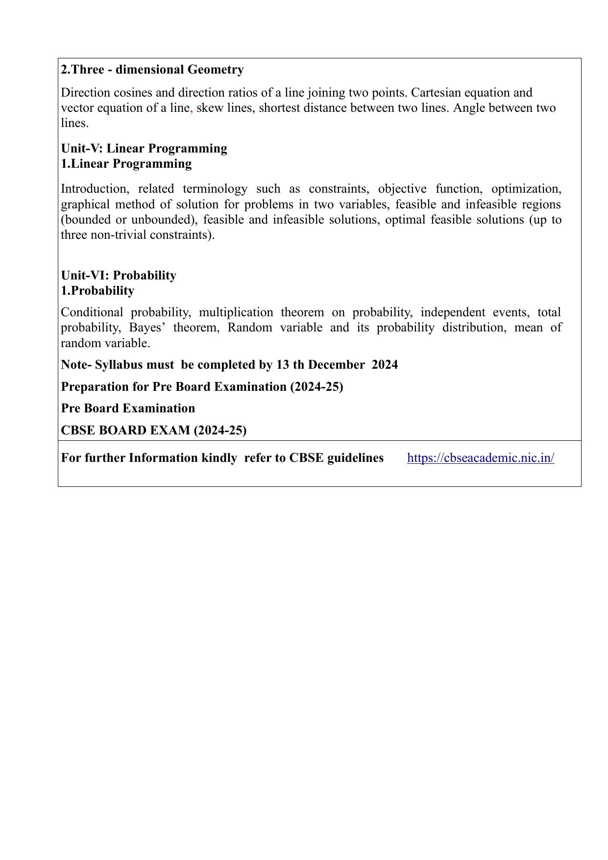 Edudel Class 12 Maths (English Medium) Syllabus 2025 - Page 3