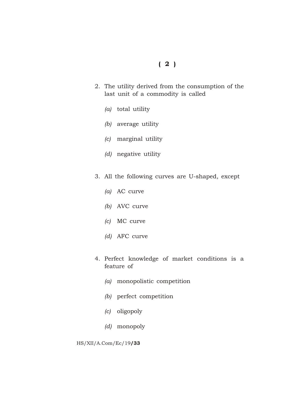 Meghalaya Board (MBOSE) Class 12 ECONOMICS 2019 Question Paper - Page 2