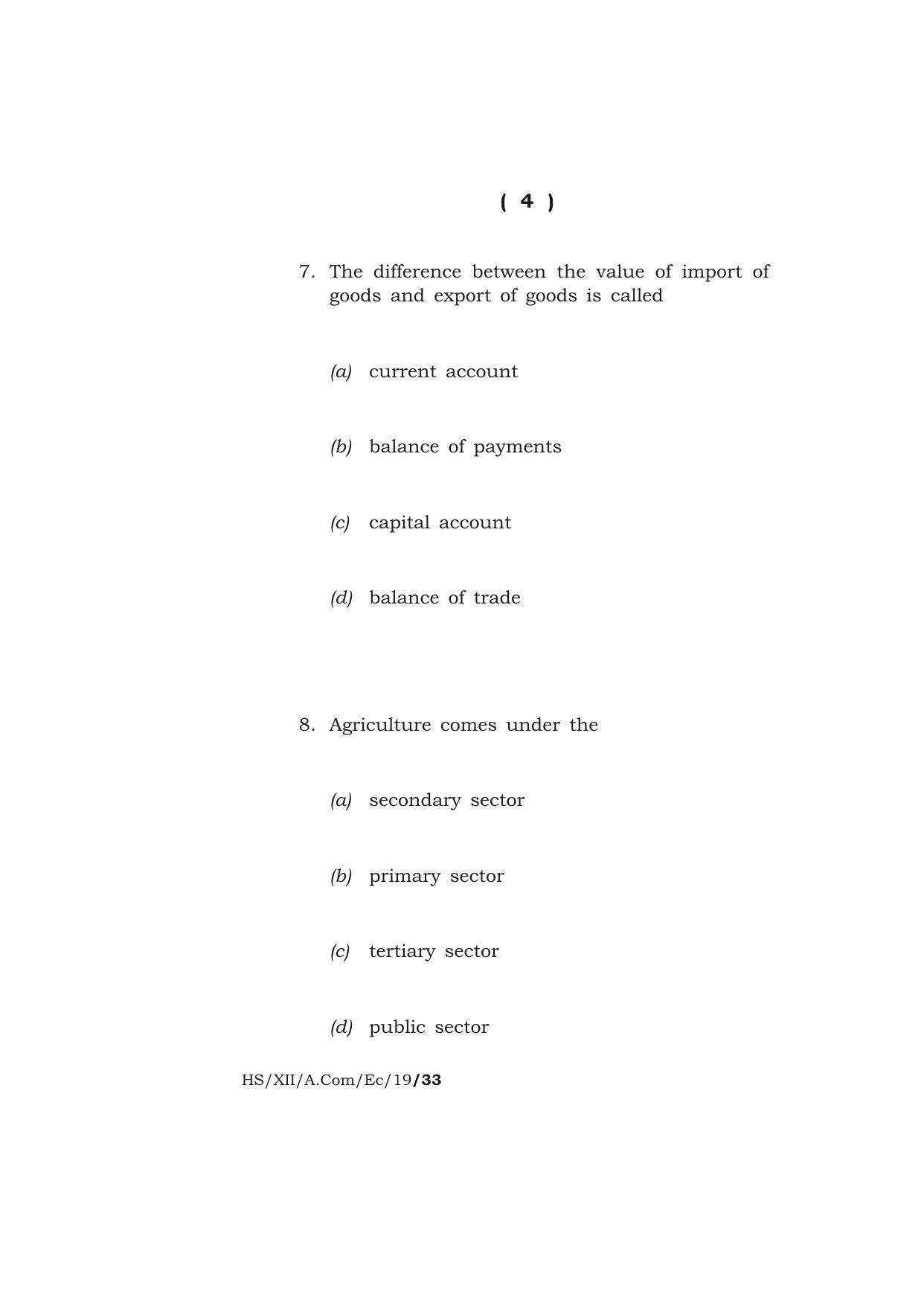 Meghalaya Board (MBOSE) Class 12 ECONOMICS 2019 Question Paper - Page 4