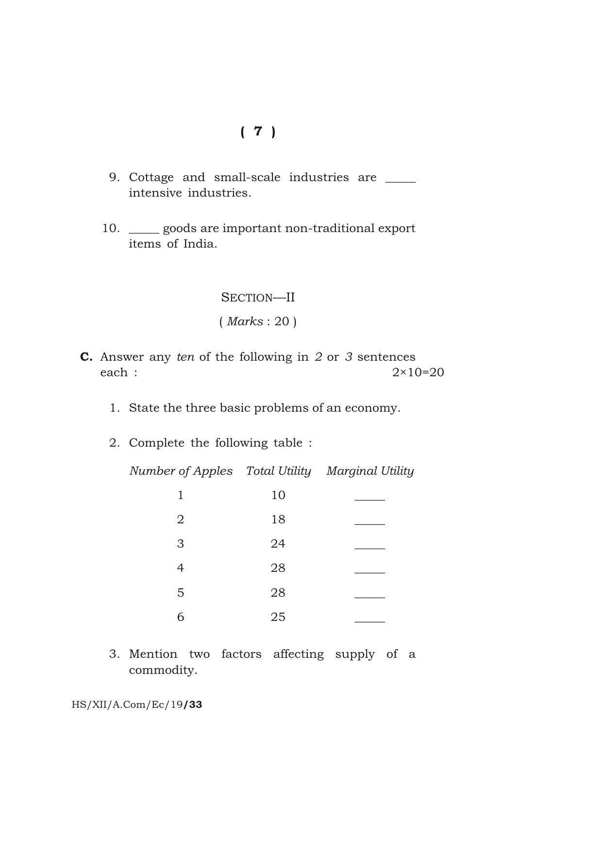Meghalaya Board (MBOSE) Class 12 ECONOMICS 2019 Question Paper - Page 7