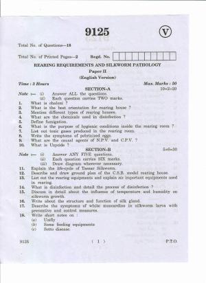 AP Inter 2nd Year Rearing Requirements and Silkworm Pathology-II May-2019-Vocational Question Paper
