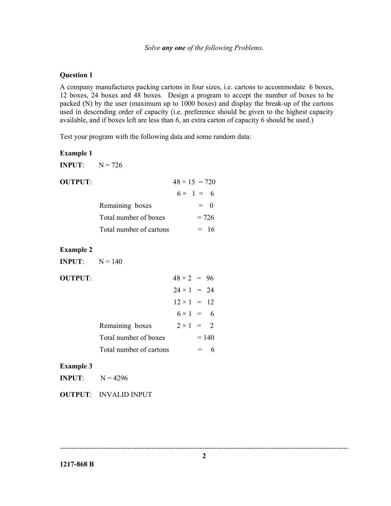 ISC Class 12 2017 COMPUTER SCIENCE Paper – 2 (PRACTICAL) Question Paper - Page 2