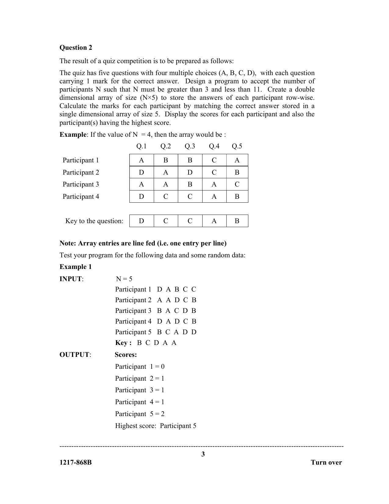 ISC Class 12 2017 COMPUTER SCIENCE Paper – 2 (PRACTICAL) Question Paper - Page 3