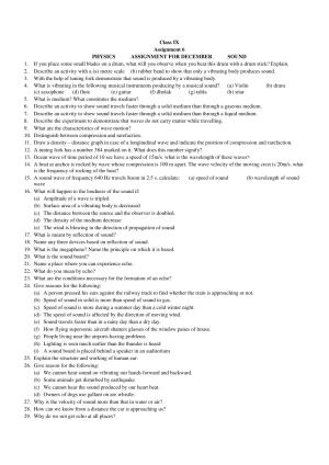CBSE Worksheets for Class 9 Physics Assignment 13
