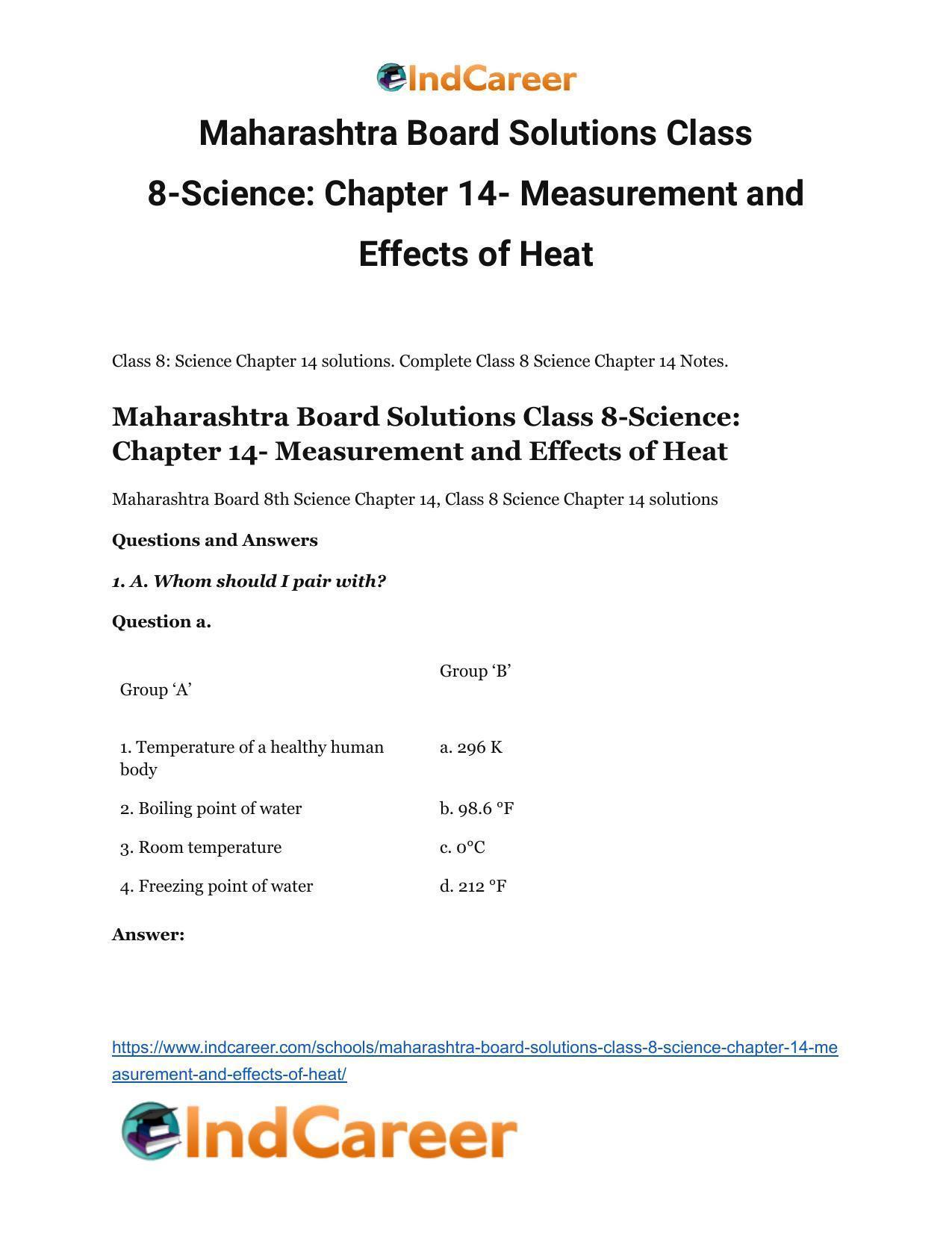 Maharashtra Board Solutions Class 8-Science: Chapter 14- Measurement and Effects of Heat - Page 2