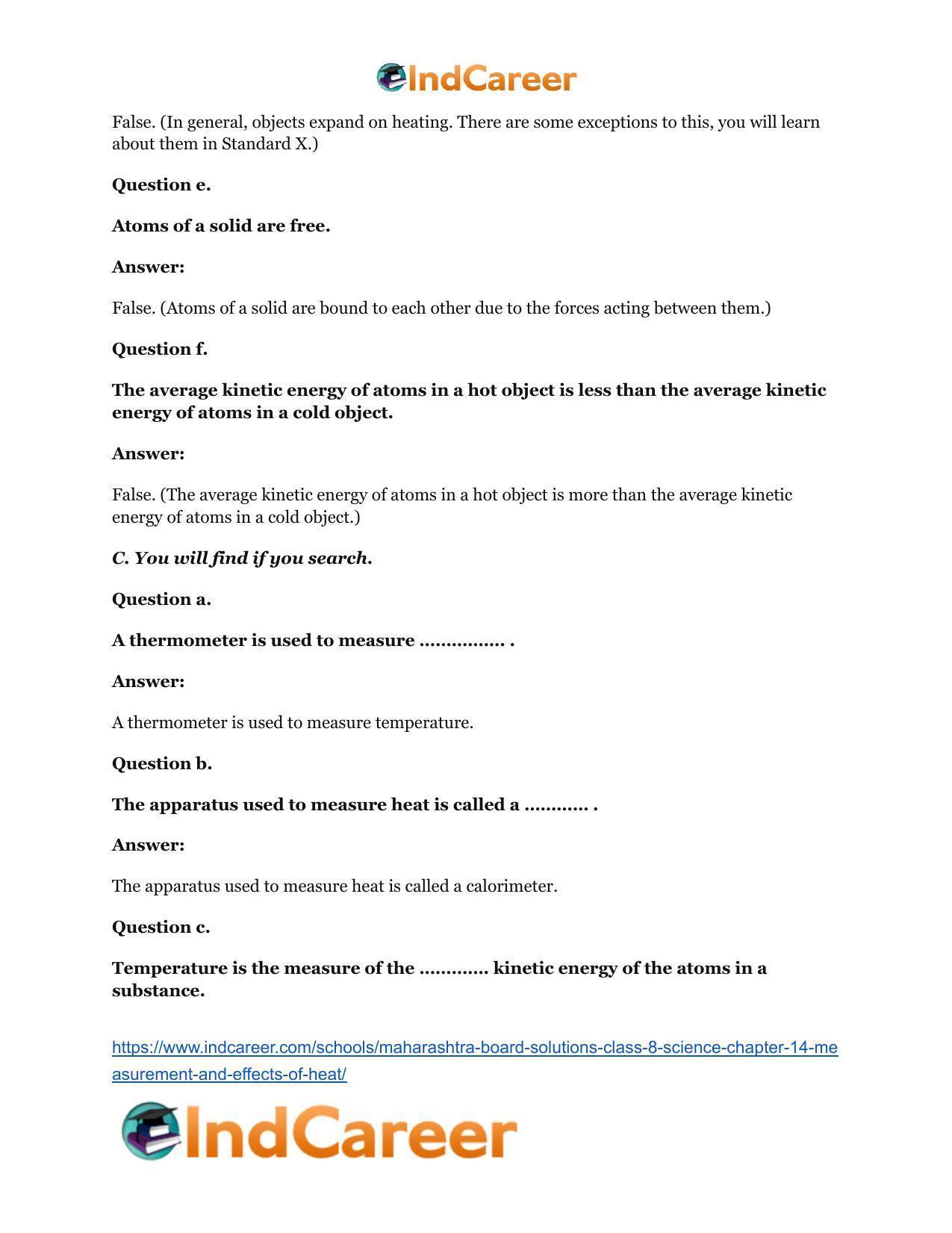 Maharashtra Board Solutions Class 8-Science: Chapter 14- Measurement and Effects of Heat - Page 4