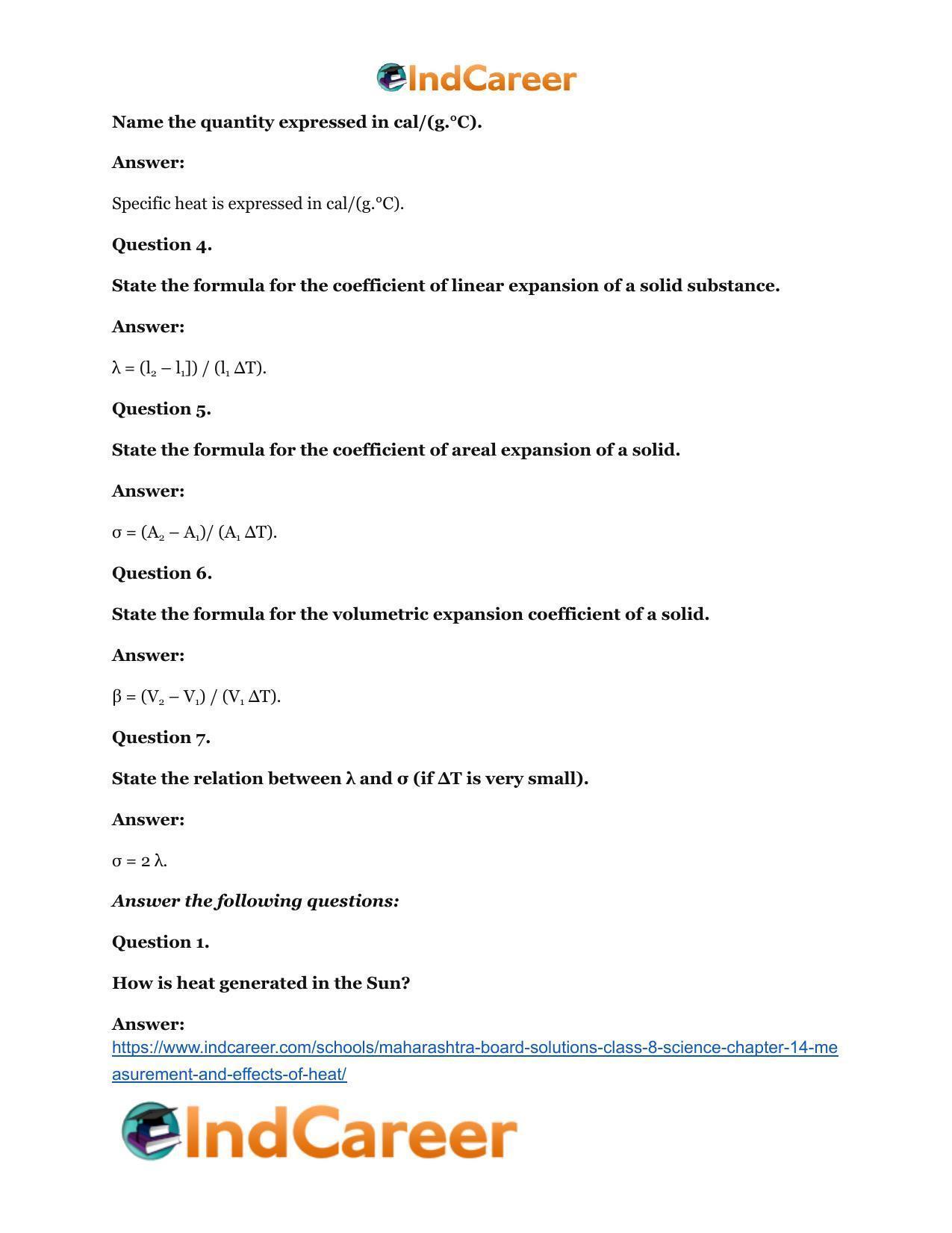 Maharashtra Board Solutions Class 8-Science: Chapter 14- Measurement and Effects of Heat - Page 17