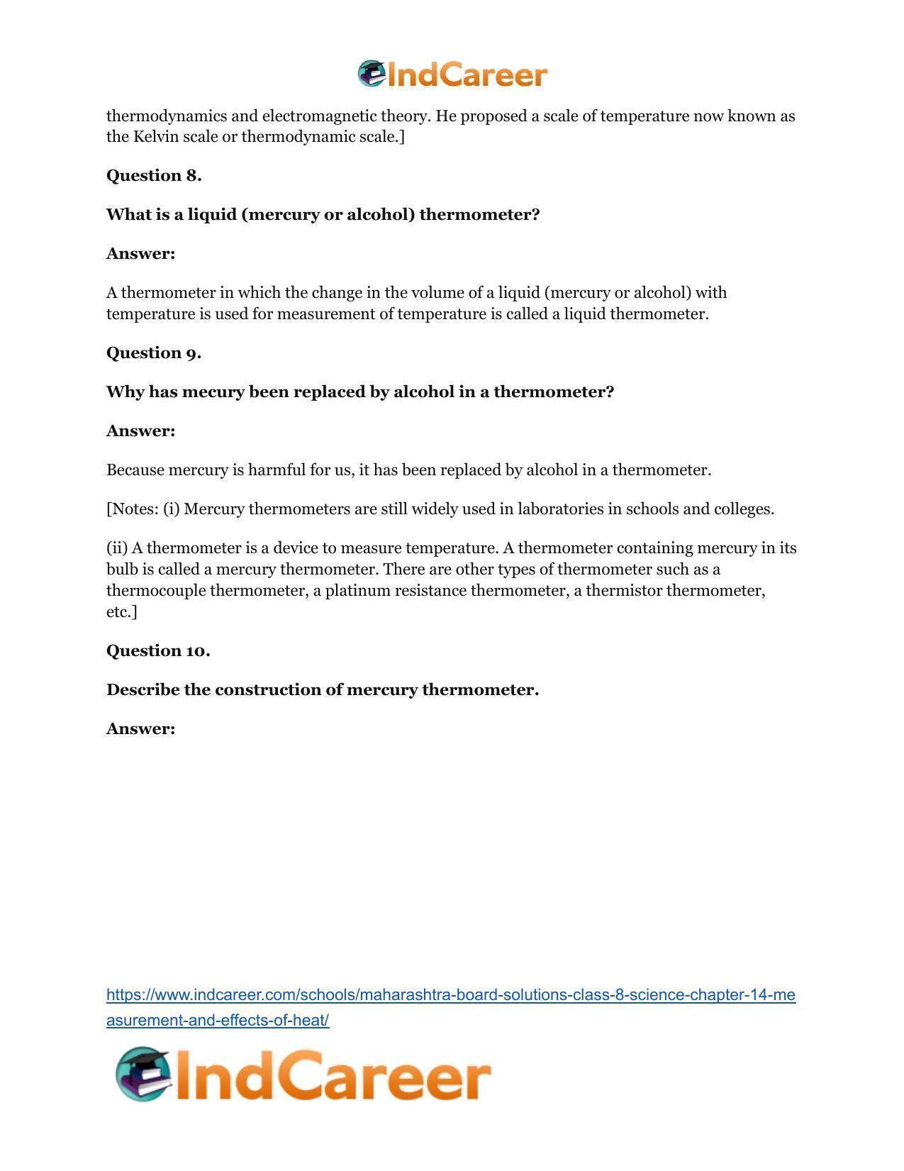 Maharashtra Board Solutions Class 8-Science: Chapter 14- Measurement and Effects of Heat - Page 22