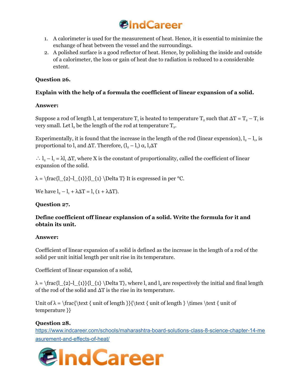 Maharashtra Board Solutions Class 8-Science: Chapter 14- Measurement and Effects of Heat - Page 30