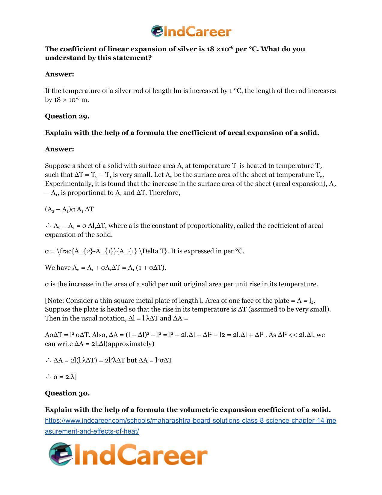 Maharashtra Board Solutions Class 8-Science: Chapter 14- Measurement and Effects of Heat - Page 31