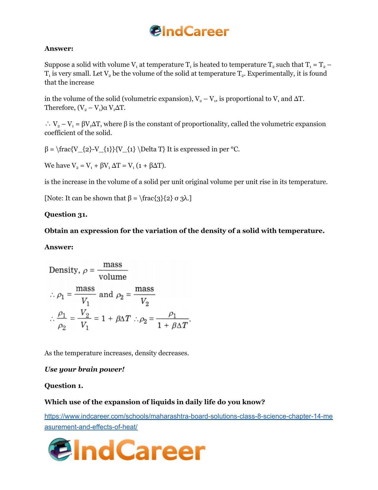 Maharashtra Board Solutions Class 8-Science: Chapter 14- Measurement and Effects of Heat - Page 32