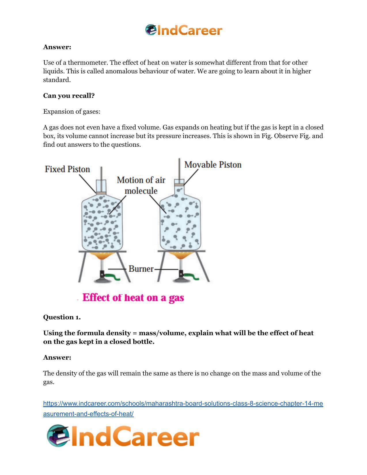 Maharashtra Board Solutions Class 8-Science: Chapter 14- Measurement and Effects of Heat - Page 33