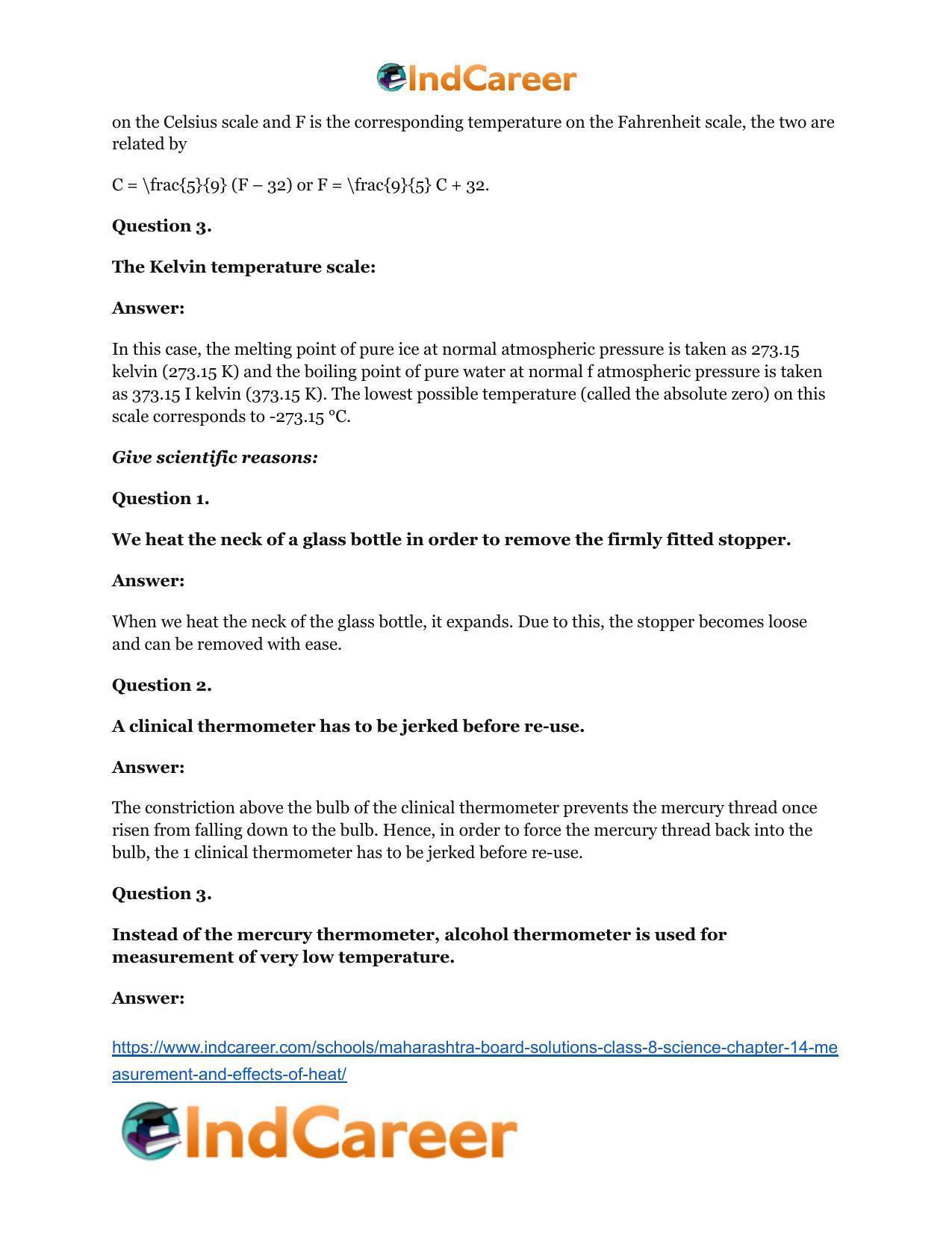 Maharashtra Board Solutions Class 8-Science: Chapter 14- Measurement and Effects of Heat - Page 35