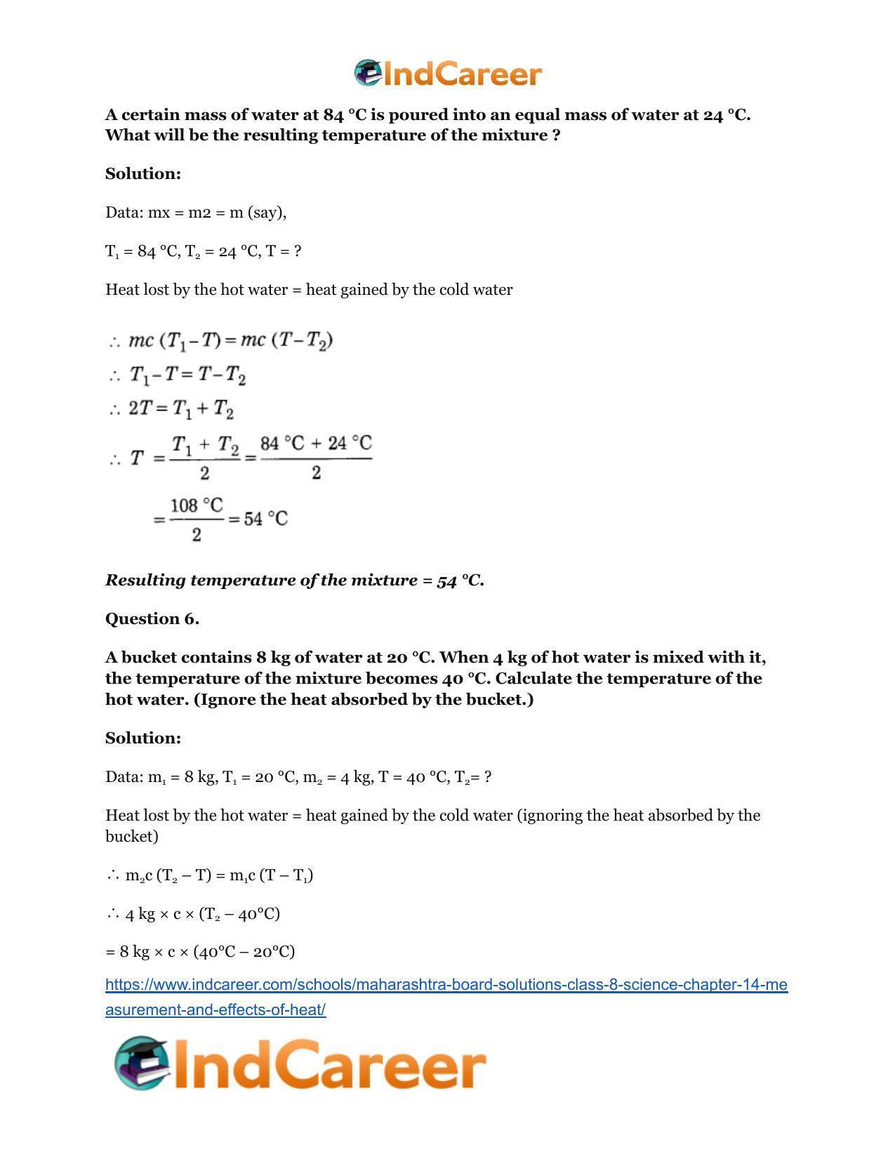 Maharashtra Board Solutions Class 8-Science: Chapter 14- Measurement and Effects of Heat - Page 38