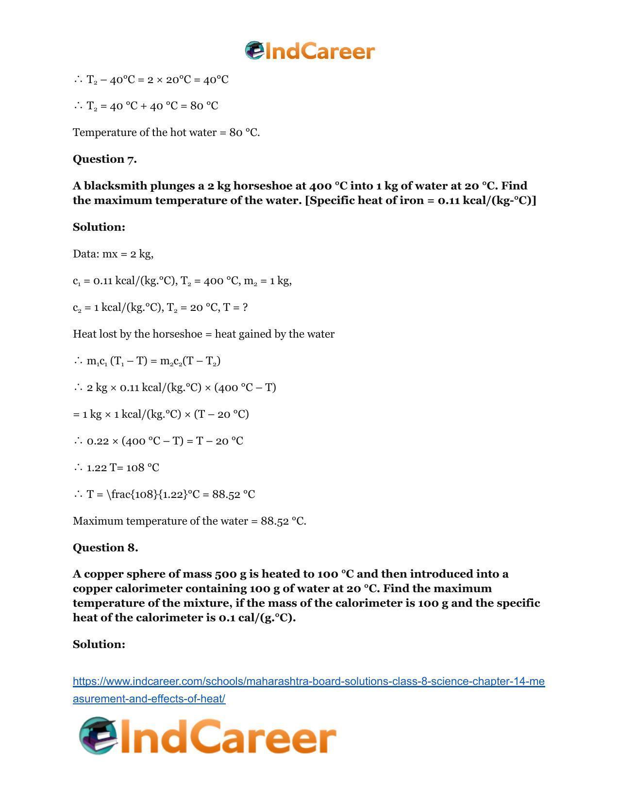 Maharashtra Board Solutions Class 8-Science: Chapter 14- Measurement and Effects of Heat - Page 39