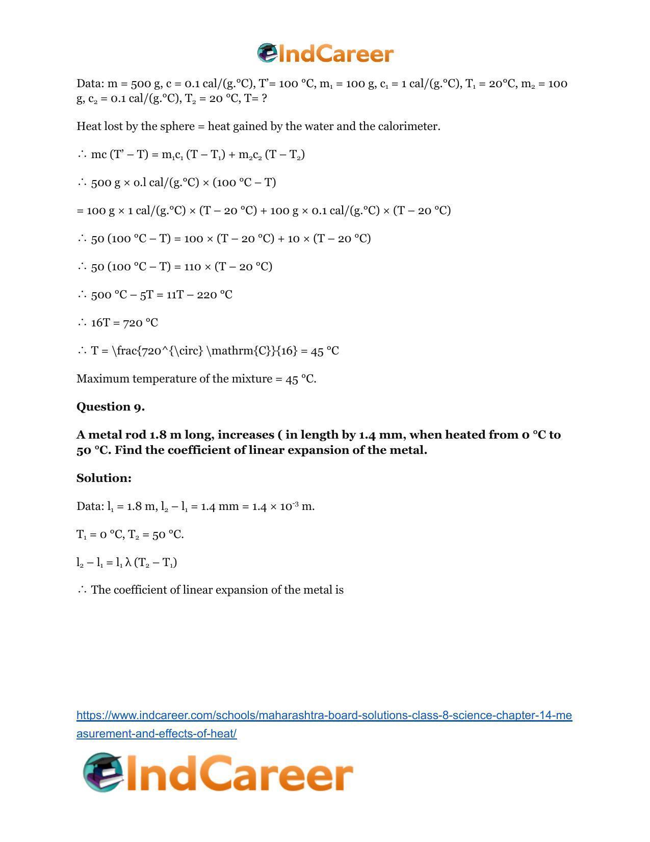 Maharashtra Board Solutions Class 8-Science: Chapter 14- Measurement and Effects of Heat - Page 40