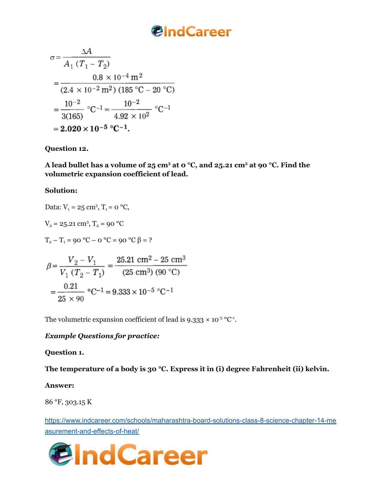 Maharashtra Board Solutions Class 8-Science: Chapter 14- Measurement and Effects of Heat - Page 42