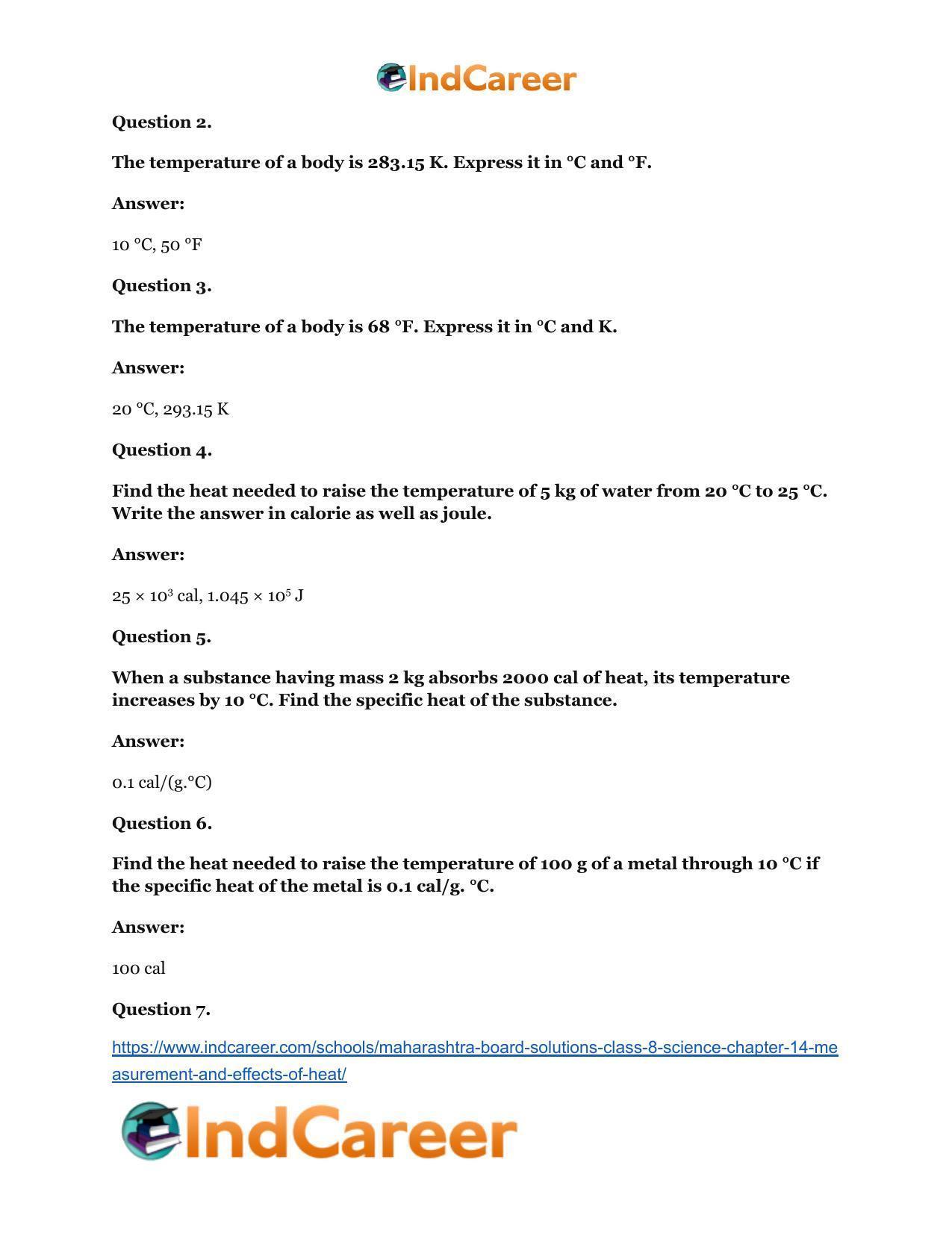 Maharashtra Board Solutions Class 8-Science: Chapter 14- Measurement and Effects of Heat - Page 43