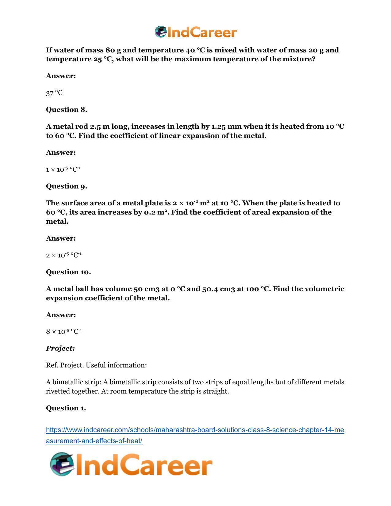 Maharashtra Board Solutions Class 8-Science: Chapter 14- Measurement and Effects of Heat - Page 44