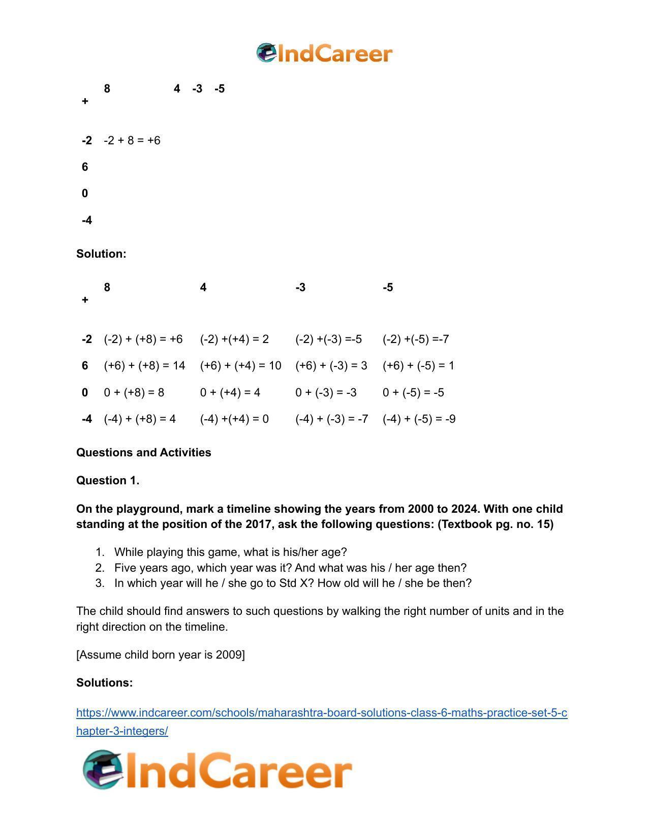 Maharashtra Board Solutions Class 6-Maths (Practice Set 5): Chapter 3- Integers - Page 3