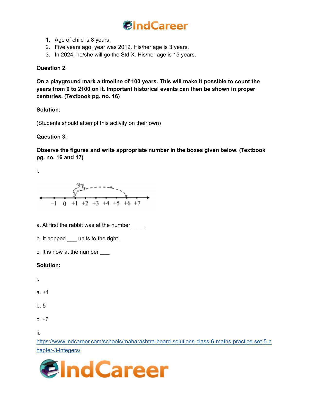 Maharashtra Board Solutions Class 6-Maths (Practice Set 5): Chapter 3- Integers - Page 4