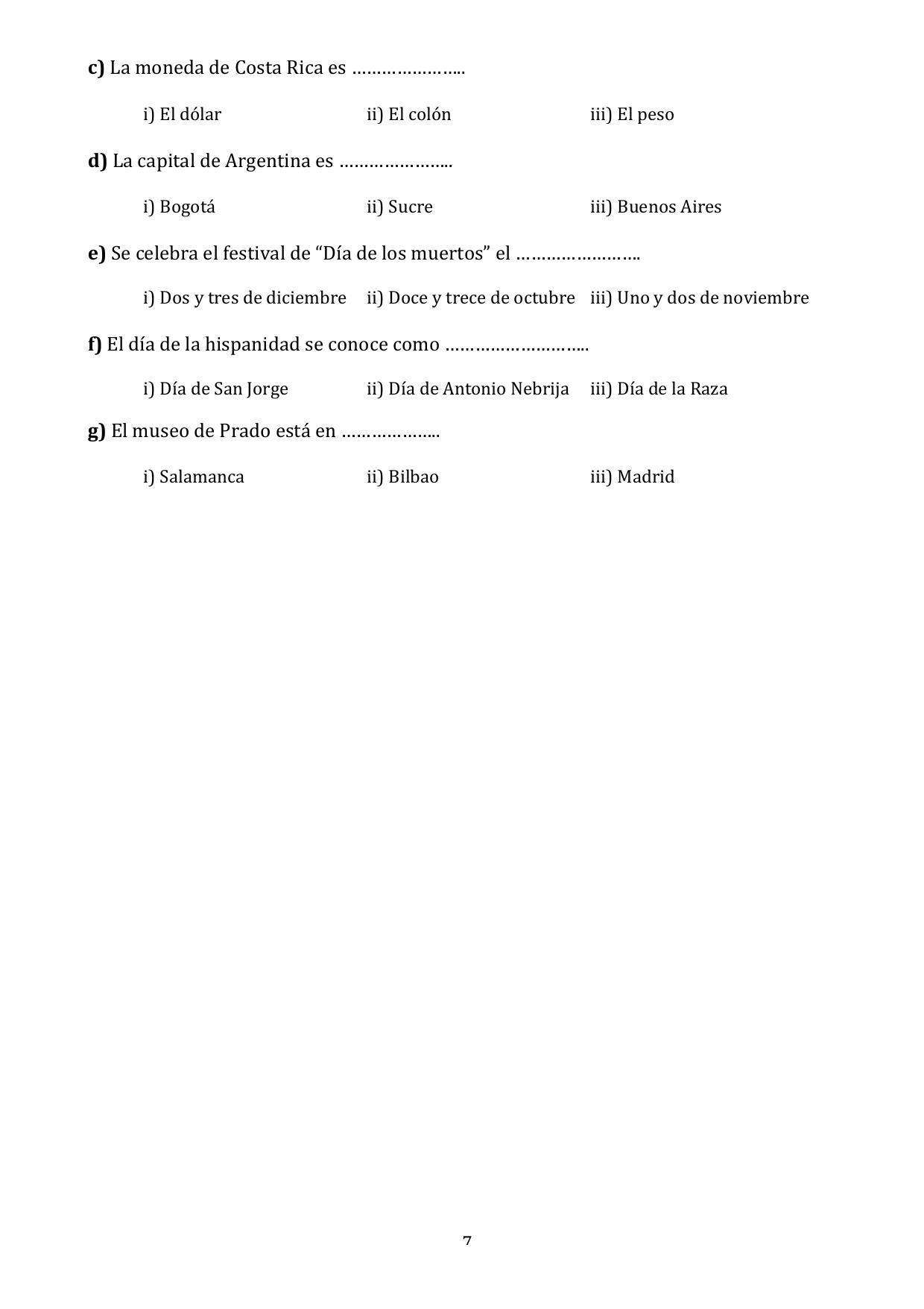 CBSE Class 10 Spanish Sample Paper 2024 - Page 7