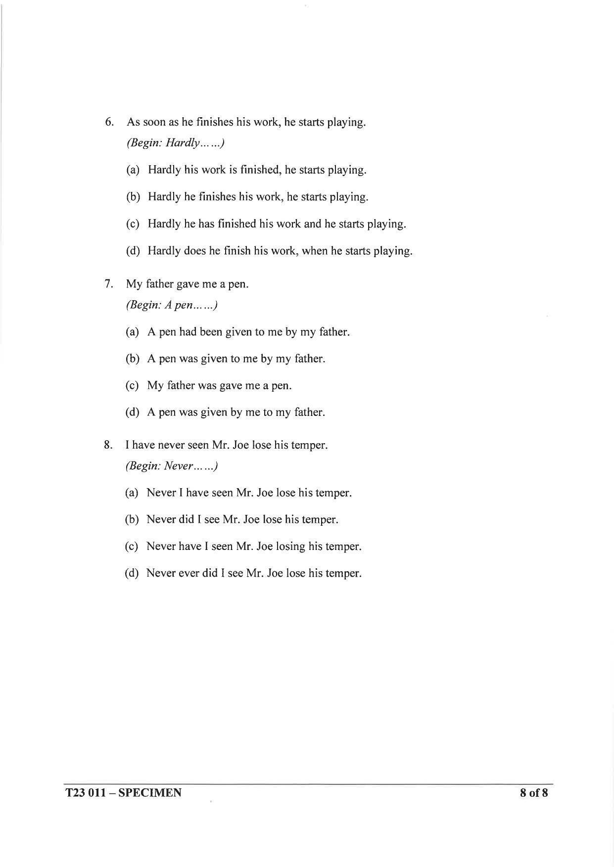 ICSE Class 10 English Language (English Paper – 1) Sample Paper 2023 - Page 8