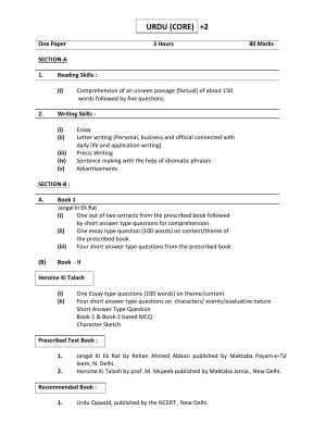 HP Board Class 12th Syllabus for Urdu