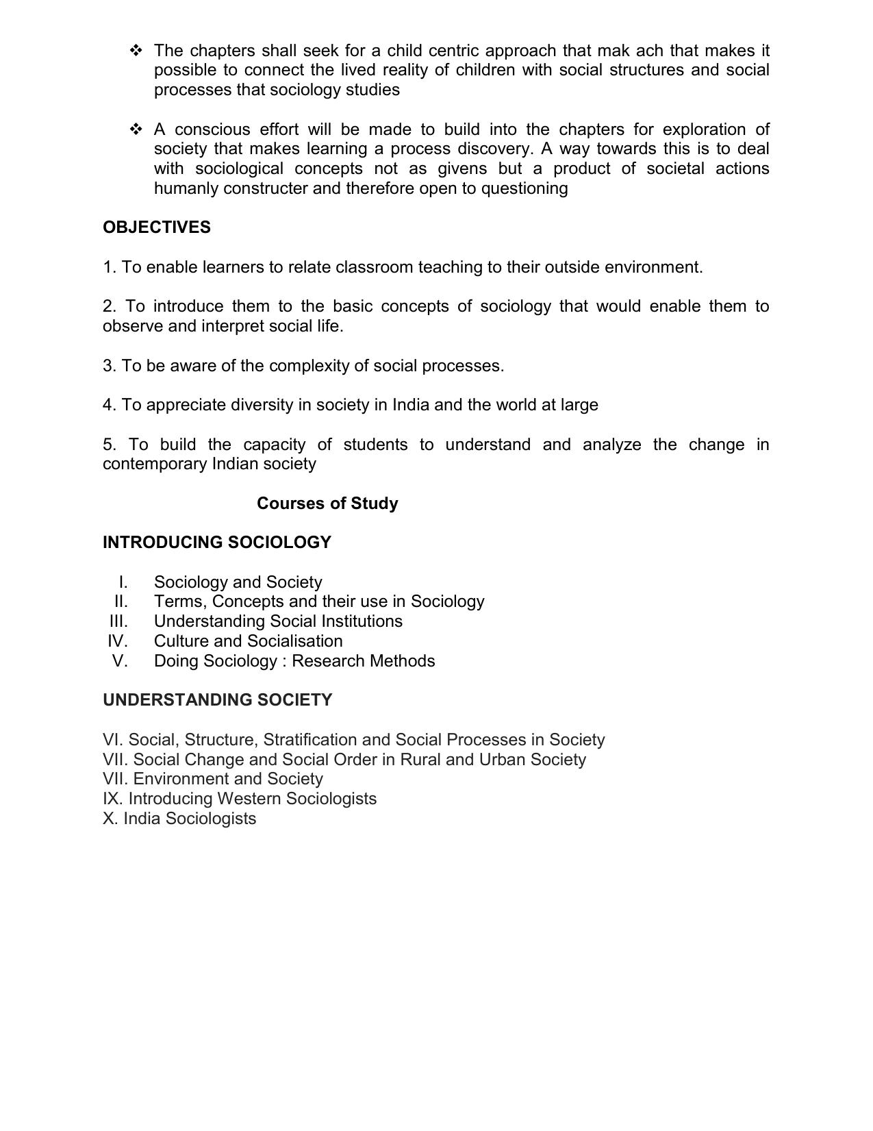 HP Board Class 11th Syllabus for Sociology - Page 2