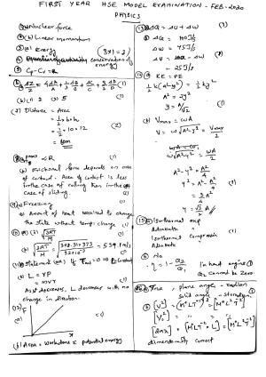 Kerala Plus One 2020 Physics Answer Key (Model)