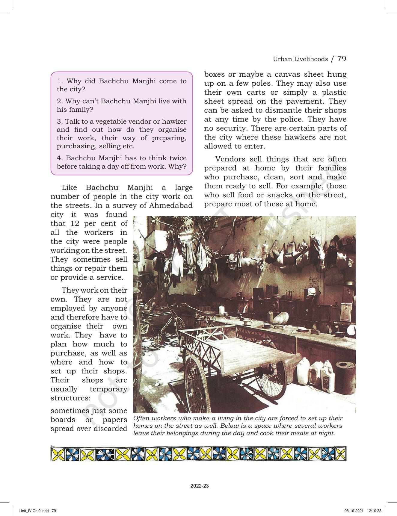 NCERT Book for Class 6 Social Science(Political Science) : Chapter 9-Urban Livelihoods - Page 4