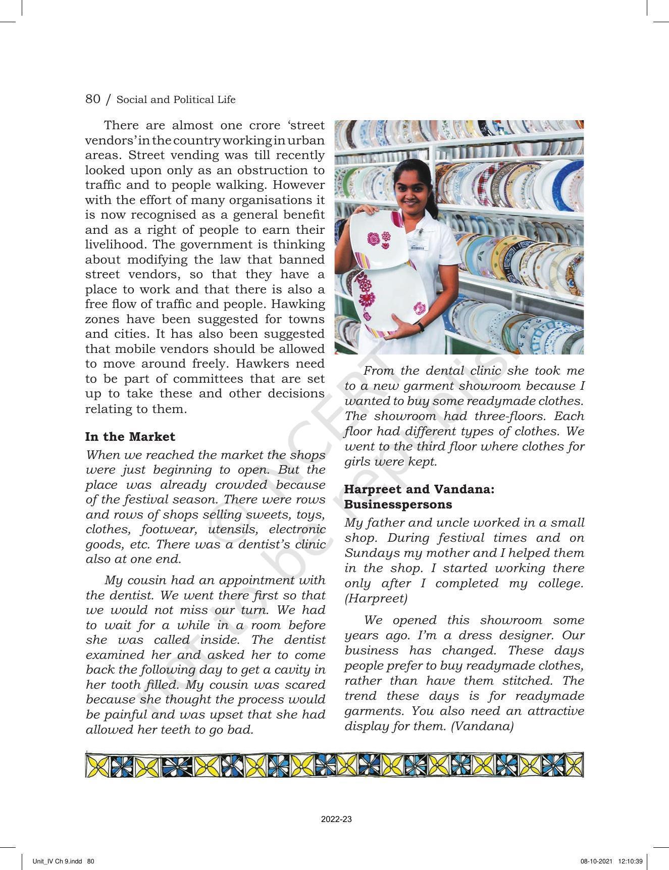 NCERT Book for Class 6 Social Science(Political Science) : Chapter 9-Urban Livelihoods - Page 5