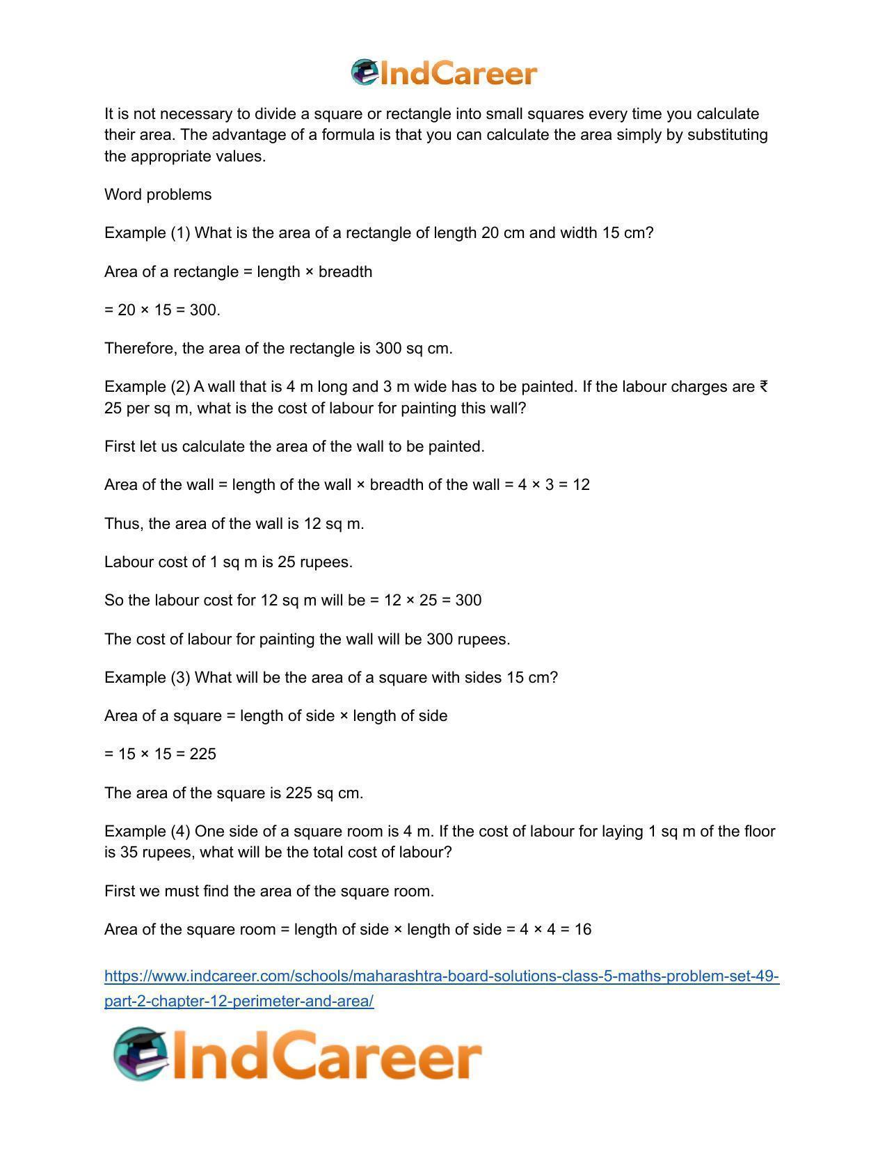 Maharashtra Board Solutions Class 5-Maths (Problem Set 49) - Part 2: Chapter 12- Perimeter and Area - Page 14