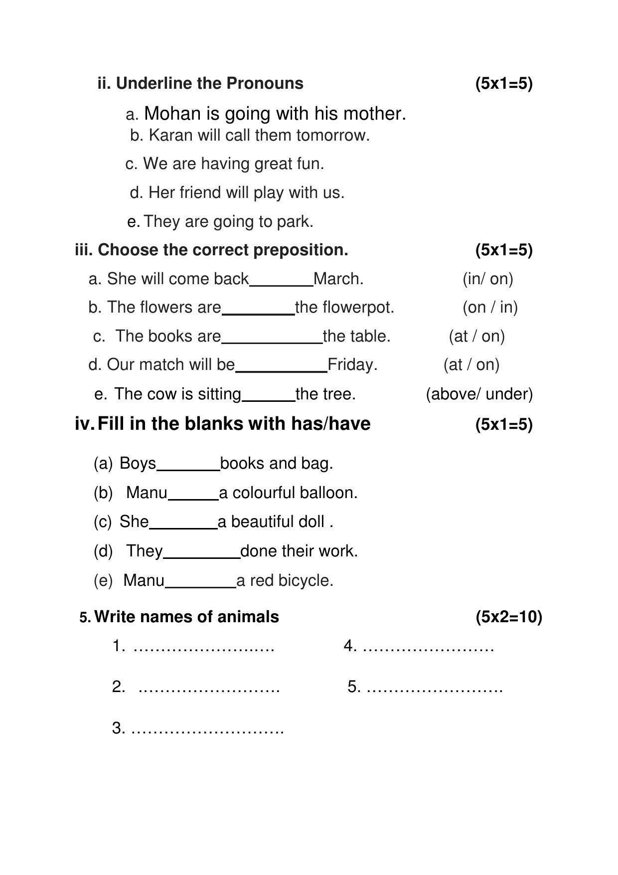 PSEB Class 5 English (DA Students) Model Paper 2024 - Page 3