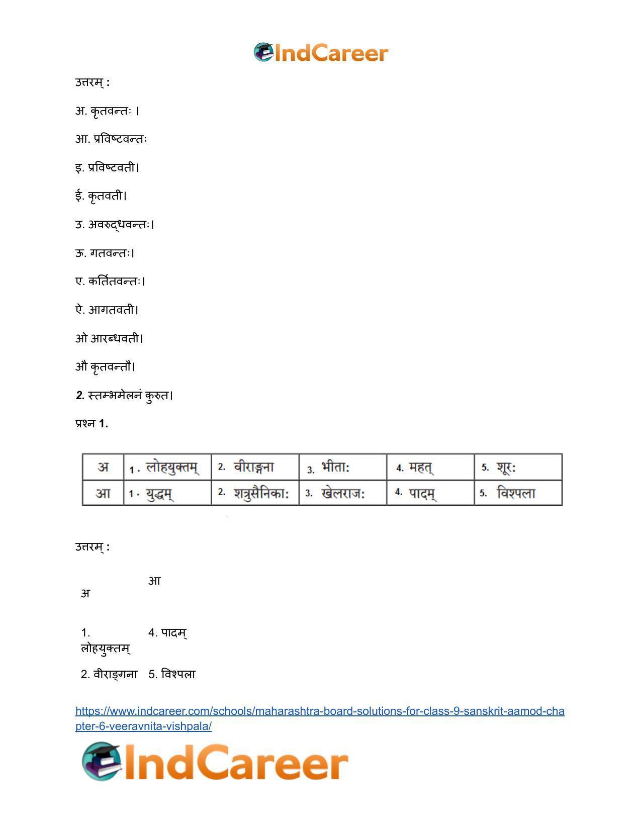 Maharashtra Board Solutions for Class 9- Sanskrit Aamod: Chapter 6- वीरवनिता विश्पला - Page 3