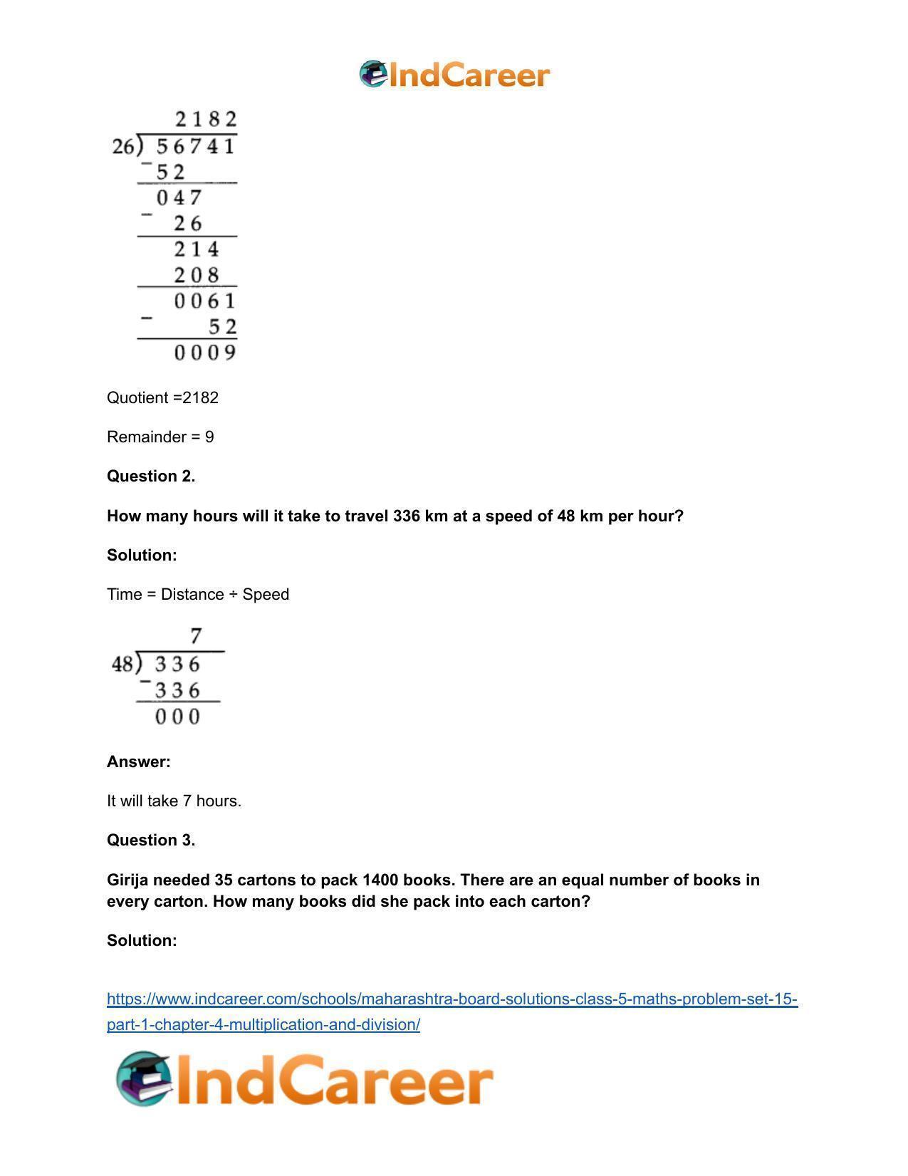 Maharashtra Board Solutions Class 5-Maths (Problem Set 15) - Part 1: Chapter 4- Multiplication and Division - Page 5