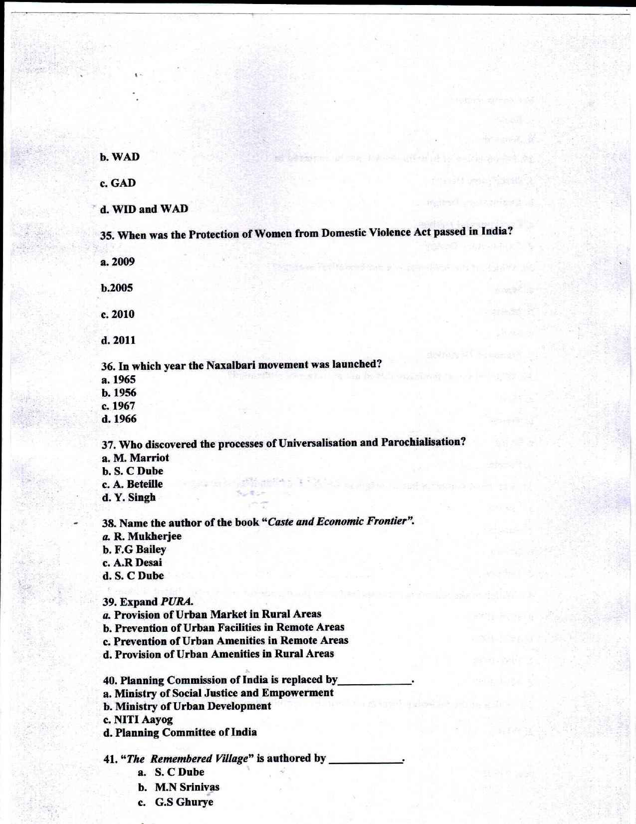 Odisha CPET 2021 SOCIOLOGY Question Paper - Page 8