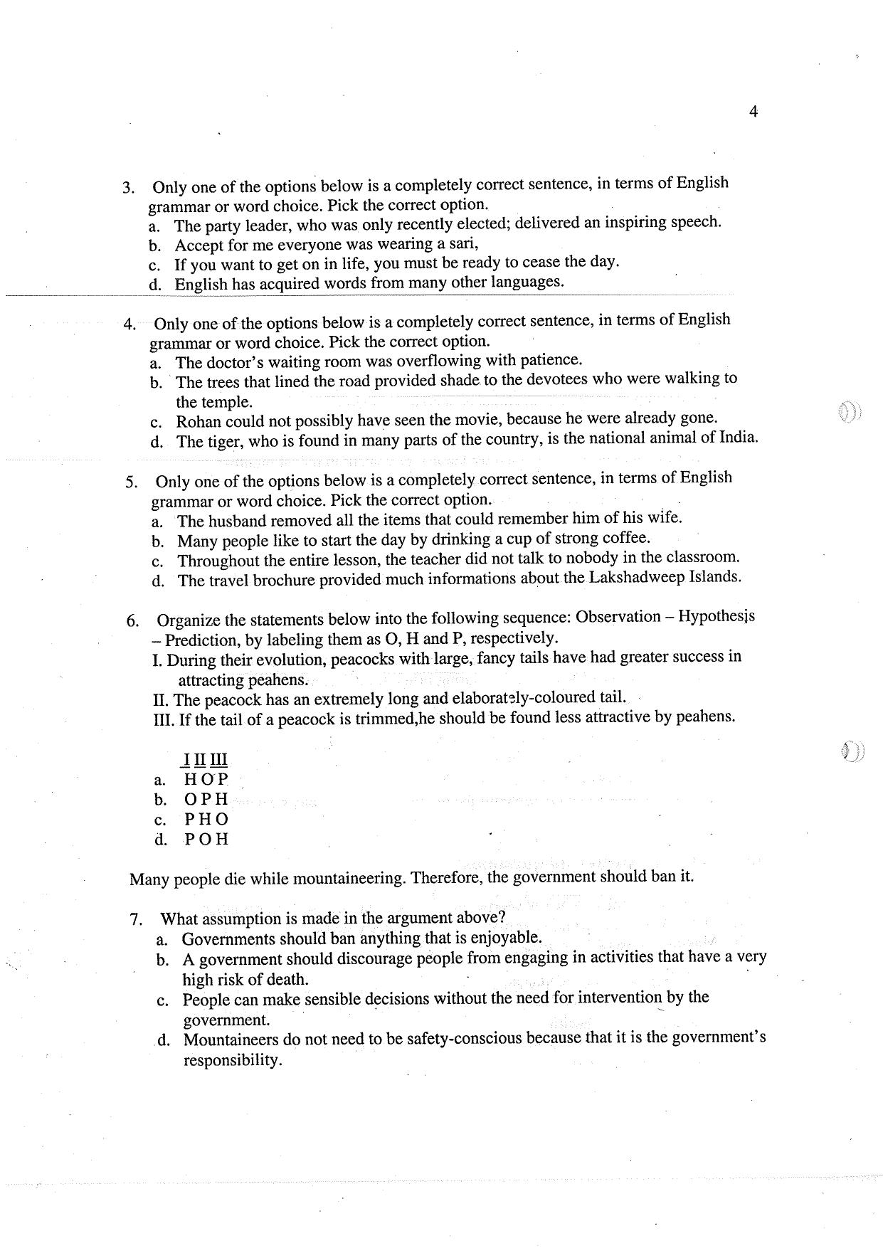JGEEBILS Wildlife Biology & Conservation Question Paper 2010 - Page 4