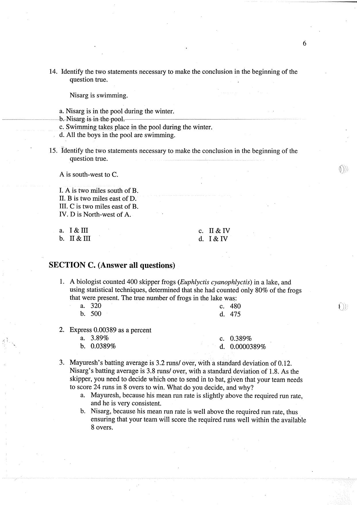 JGEEBILS Wildlife Biology & Conservation Question Paper 2010 - Page 6