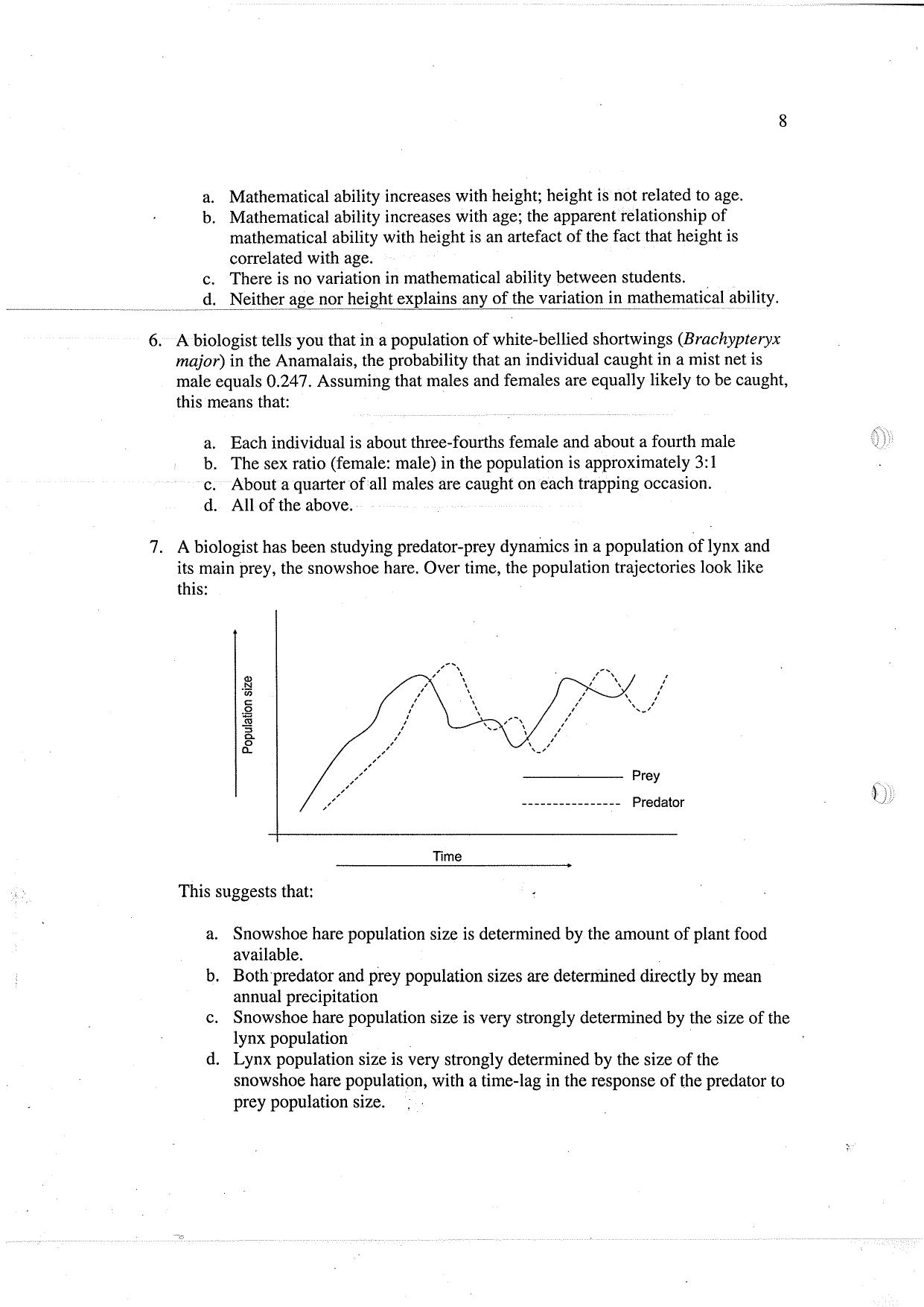 JGEEBILS Wildlife Biology & Conservation Question Paper 2010 - Page 8