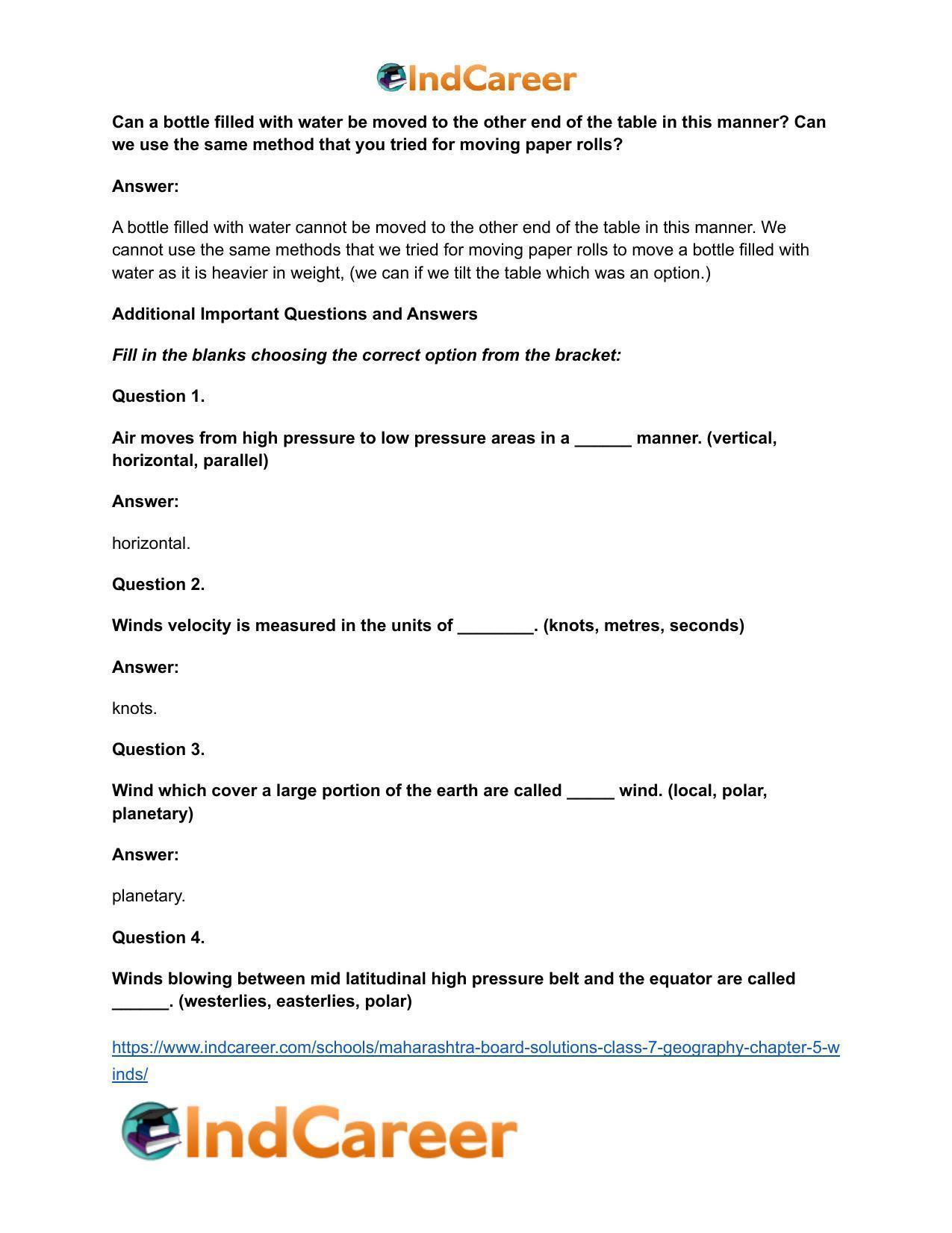 Maharashtra Board Solutions Class 7-Geography: Chapter 5- Winds - Page 18