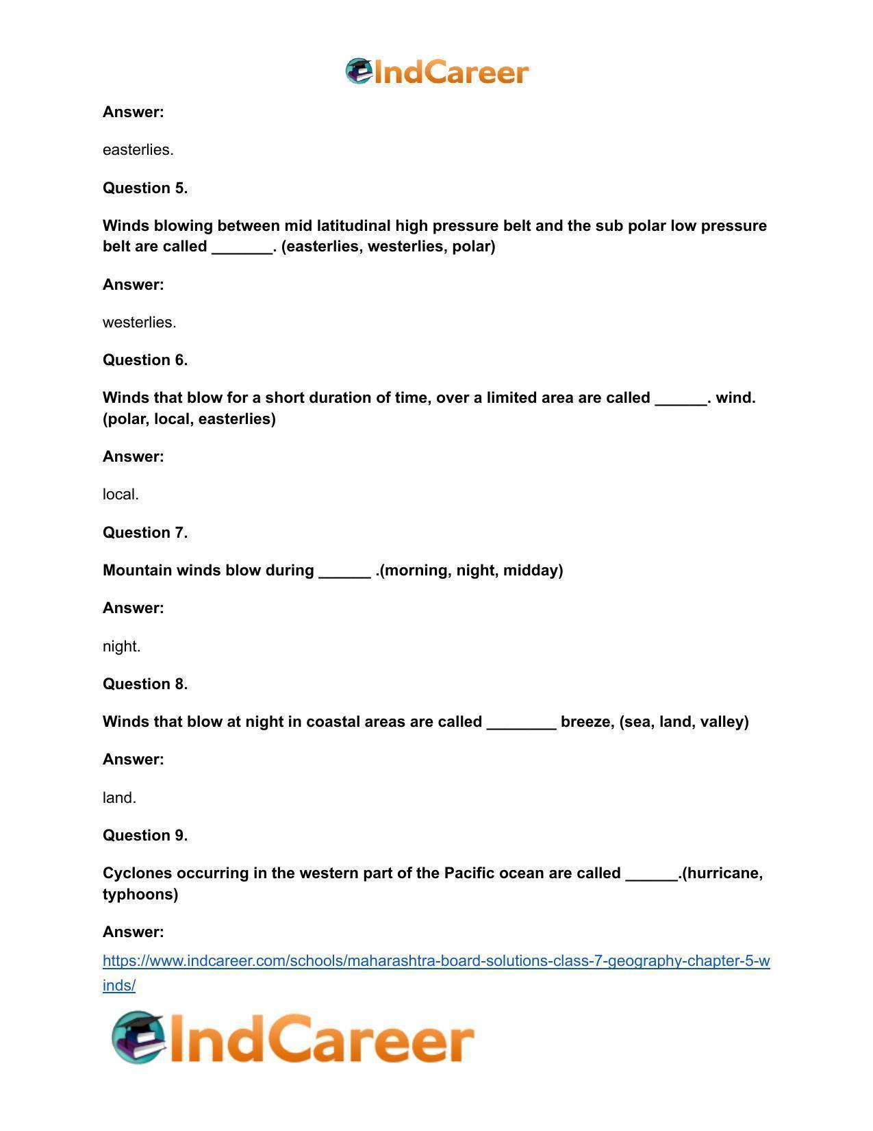 Maharashtra Board Solutions Class 7-Geography: Chapter 5- Winds - Page 19