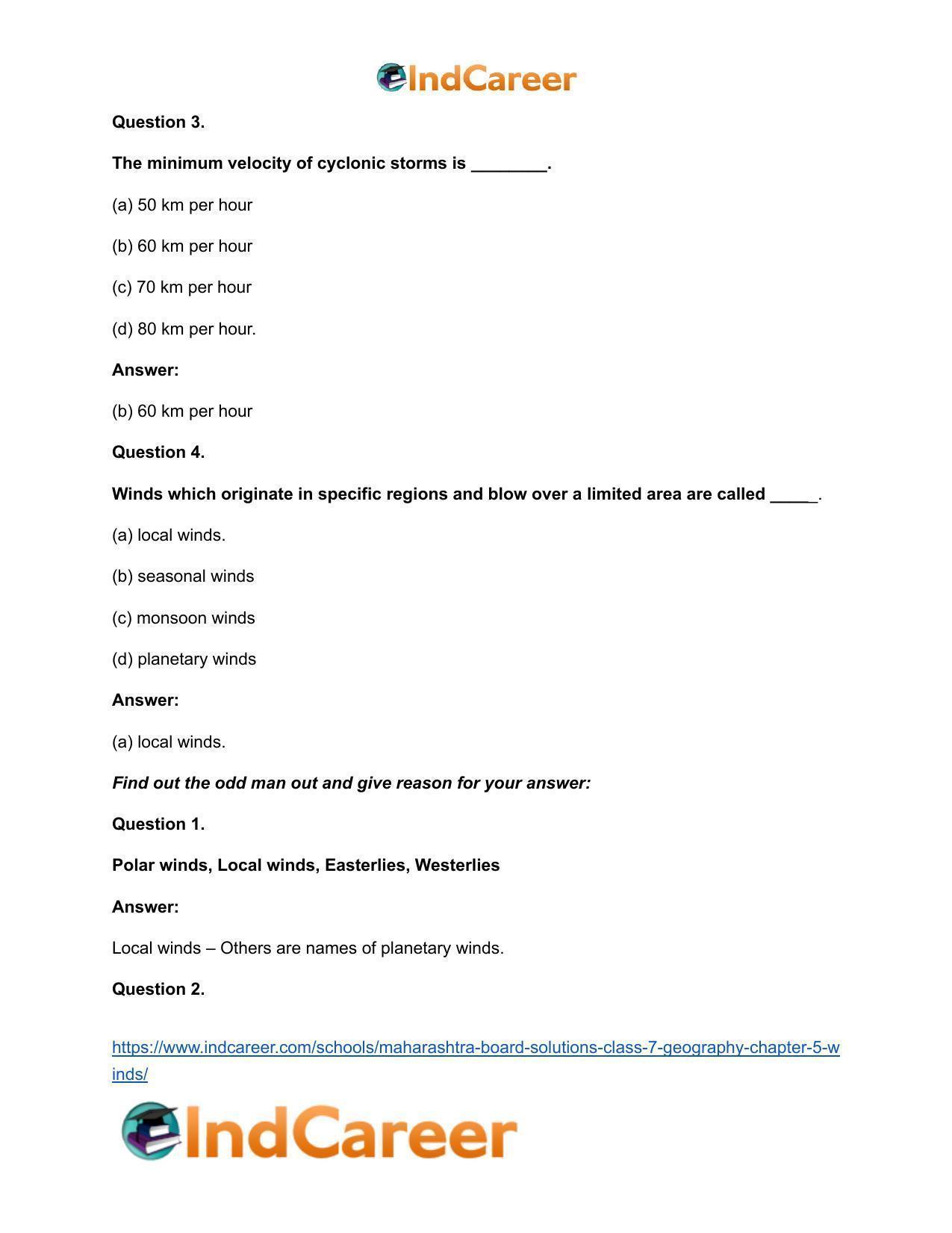 Maharashtra Board Solutions Class 7-Geography: Chapter 5- Winds - Page 21