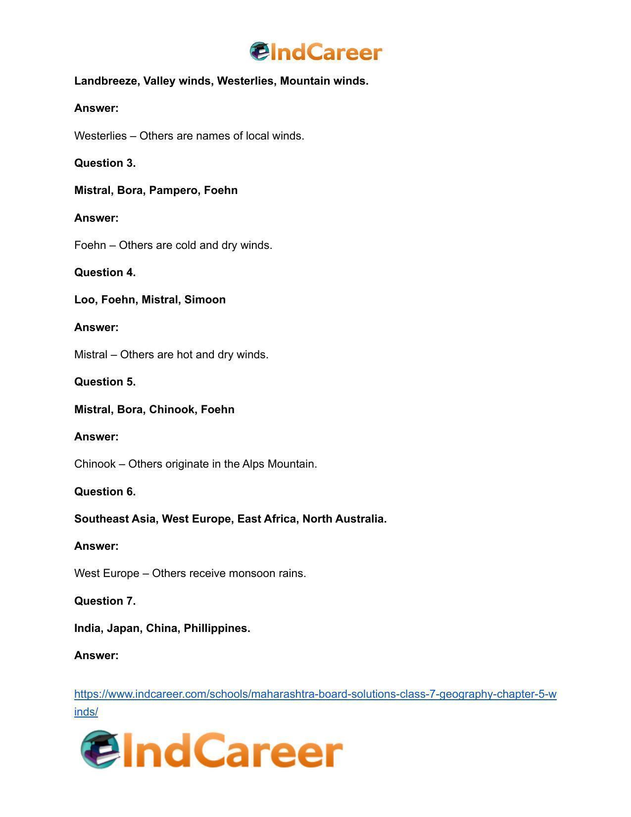 Maharashtra Board Solutions Class 7-Geography: Chapter 5- Winds - Page 22