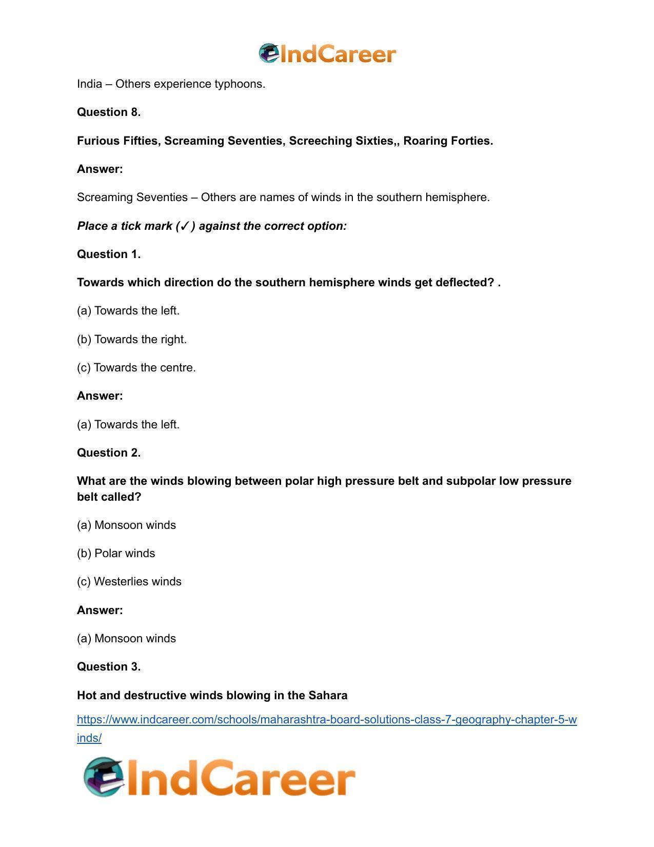 Maharashtra Board Solutions Class 7-Geography: Chapter 5- Winds - Page 23