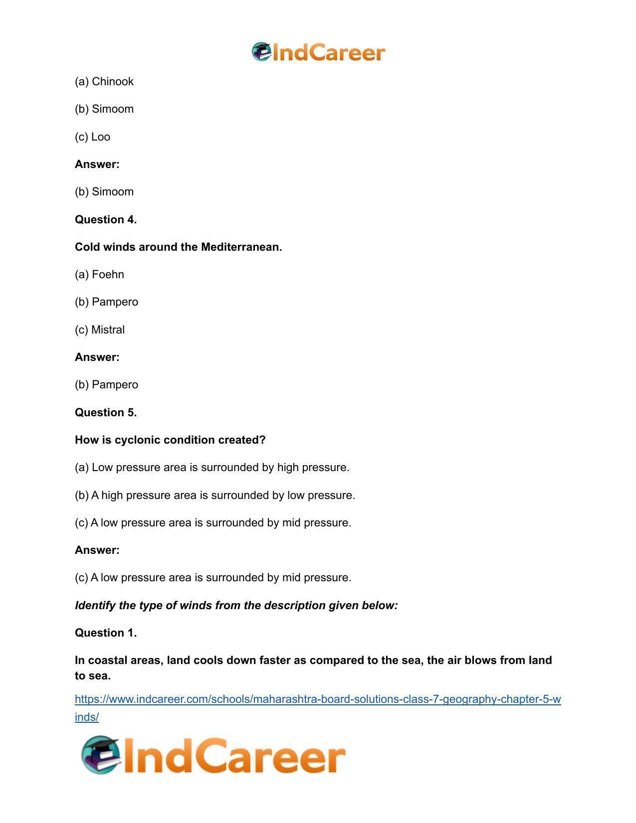 Maharashtra Board Solutions Class 7-Geography: Chapter 5- Winds - Page 24