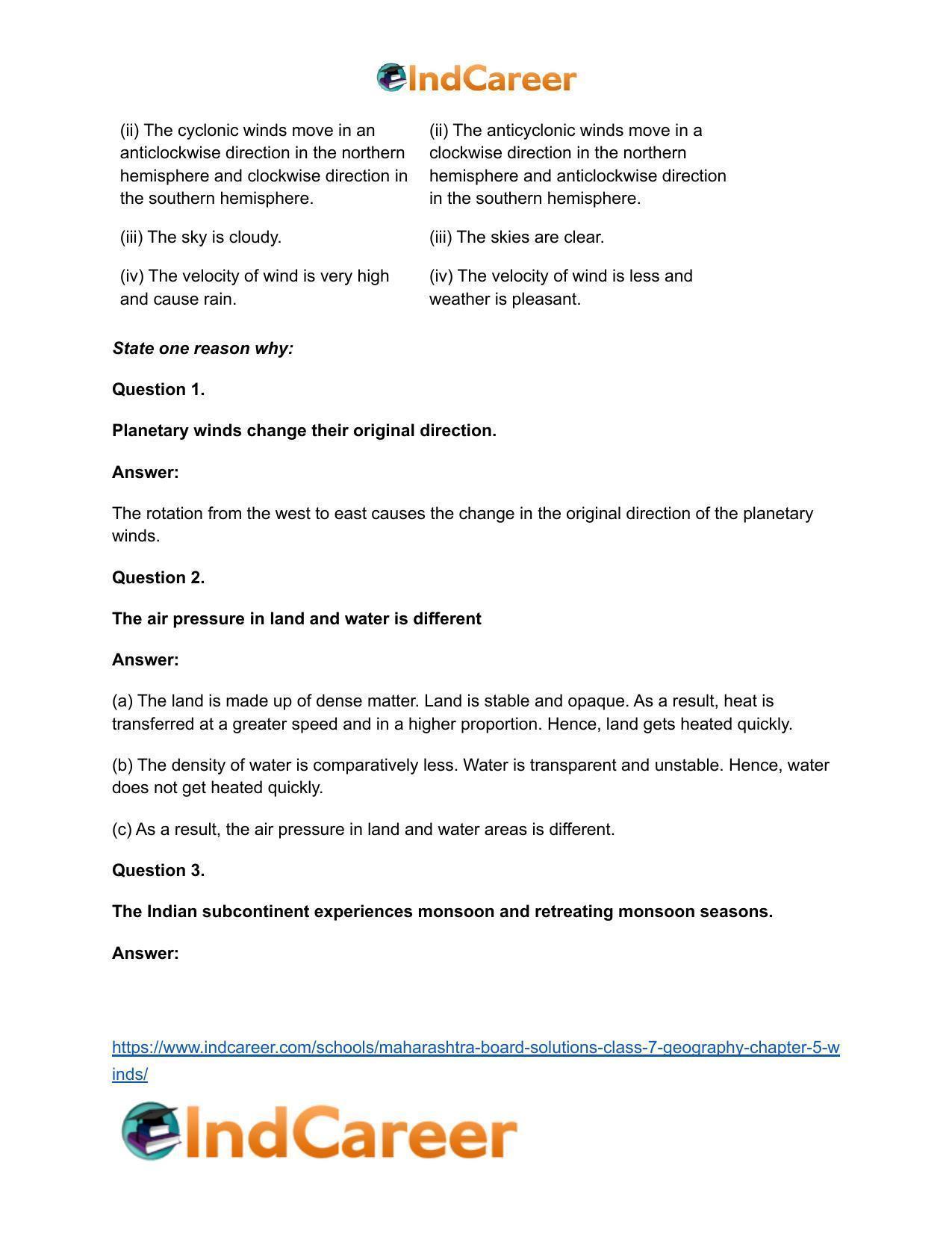 Maharashtra Board Solutions Class 7-Geography: Chapter 5- Winds - Page 32